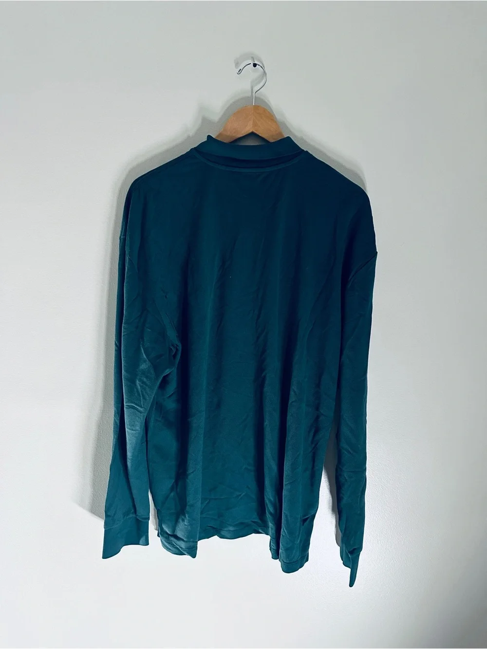 Miu Miu Men's Oversized Pique Long Sleeve Green Polo Shirt Size L 100% Authentic